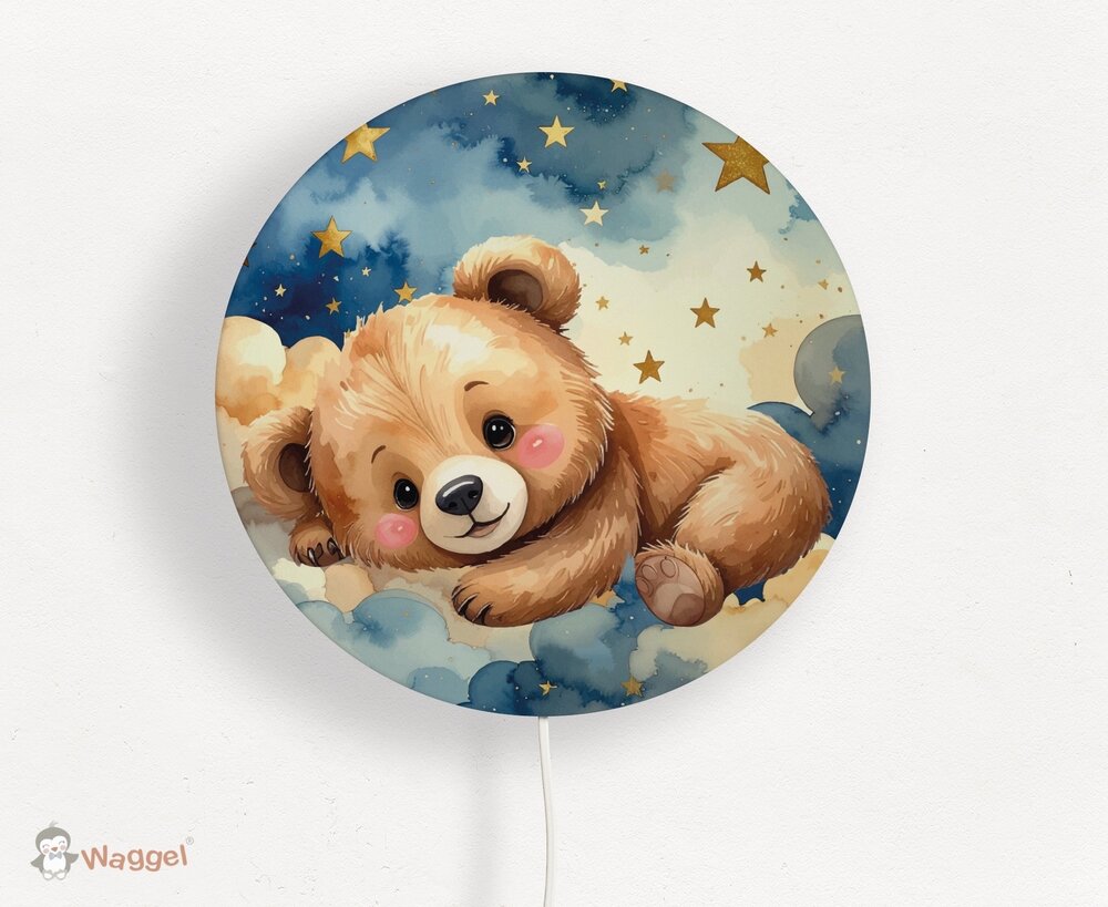 Wandlamp rond Happy Tails beertje in de wolken