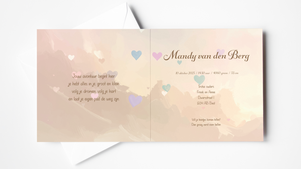 Geboortekaarten Happy Tails beertje