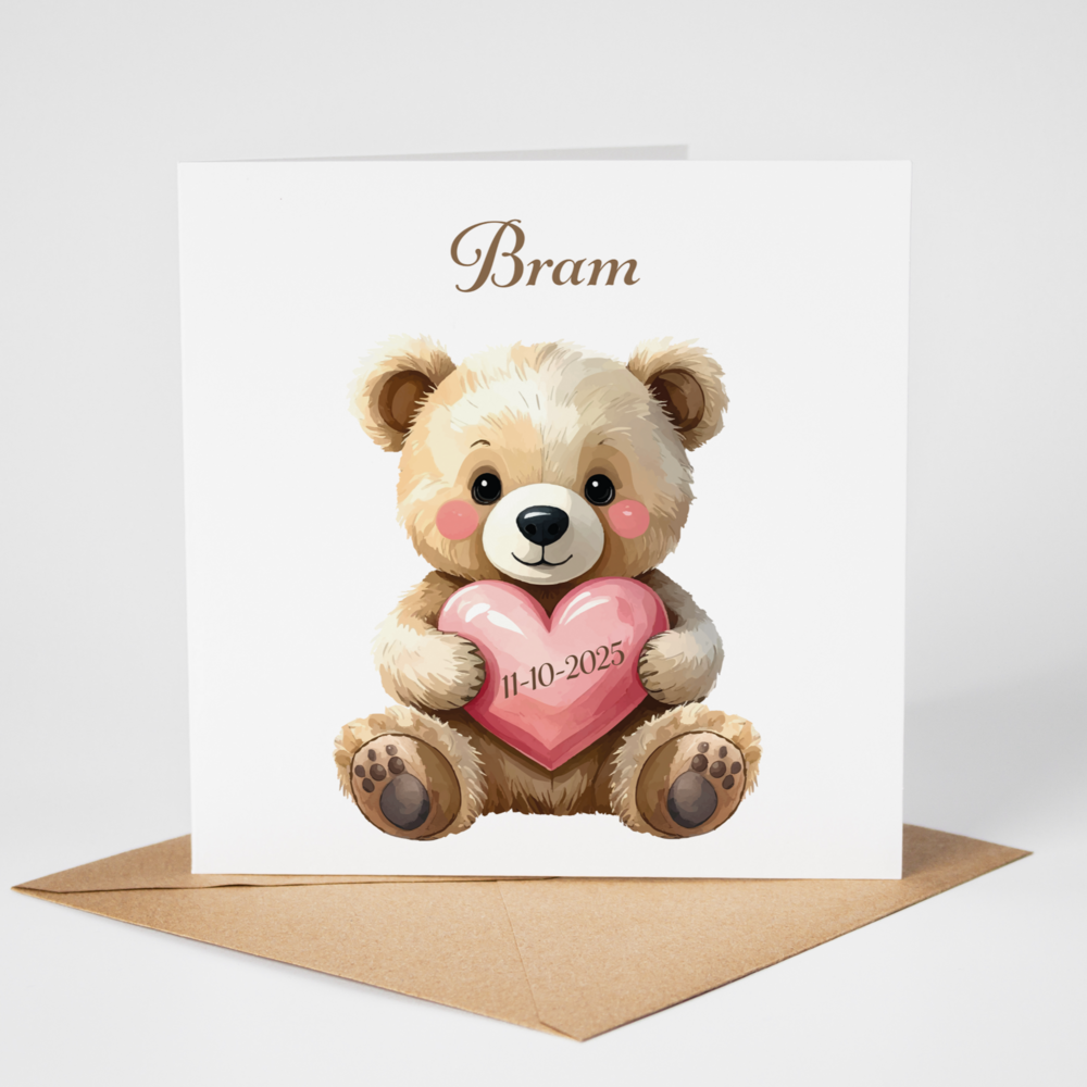 Geboortekaarten Happy Tails beertje