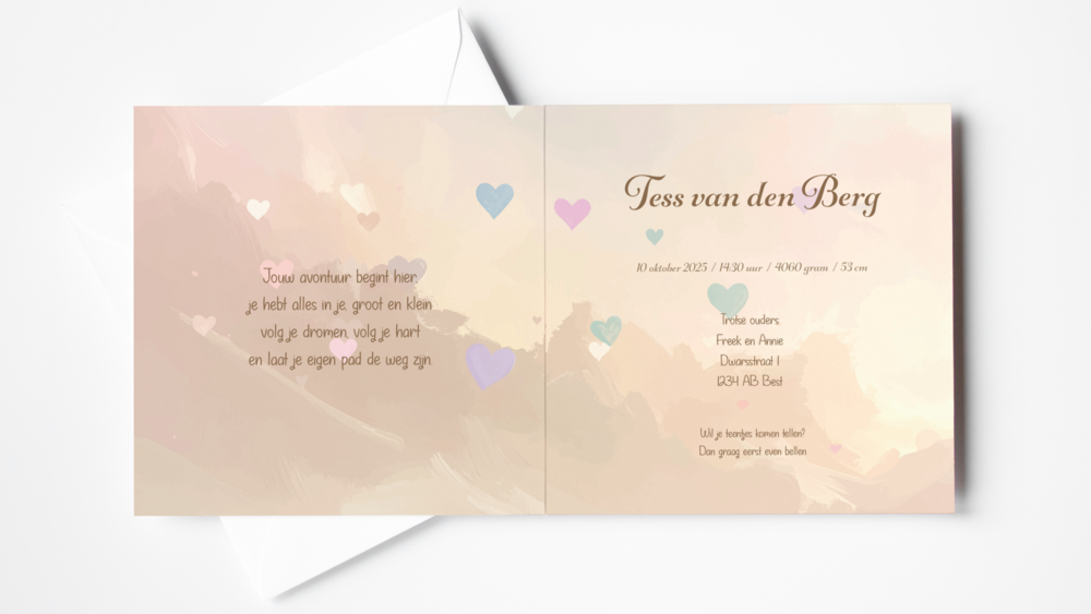 Geboortekaarten Happy Tails koetje