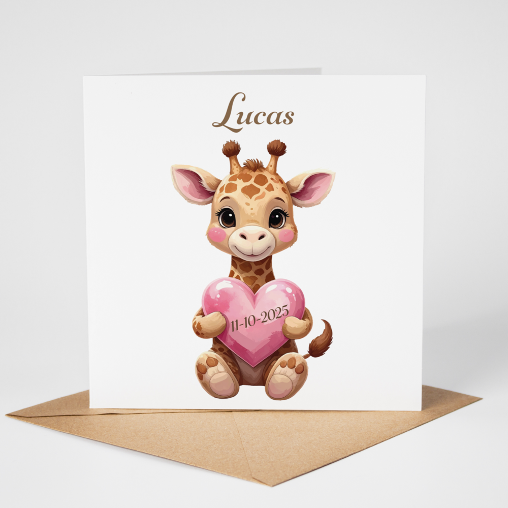Geboortekaarten Happy Tails giraf 