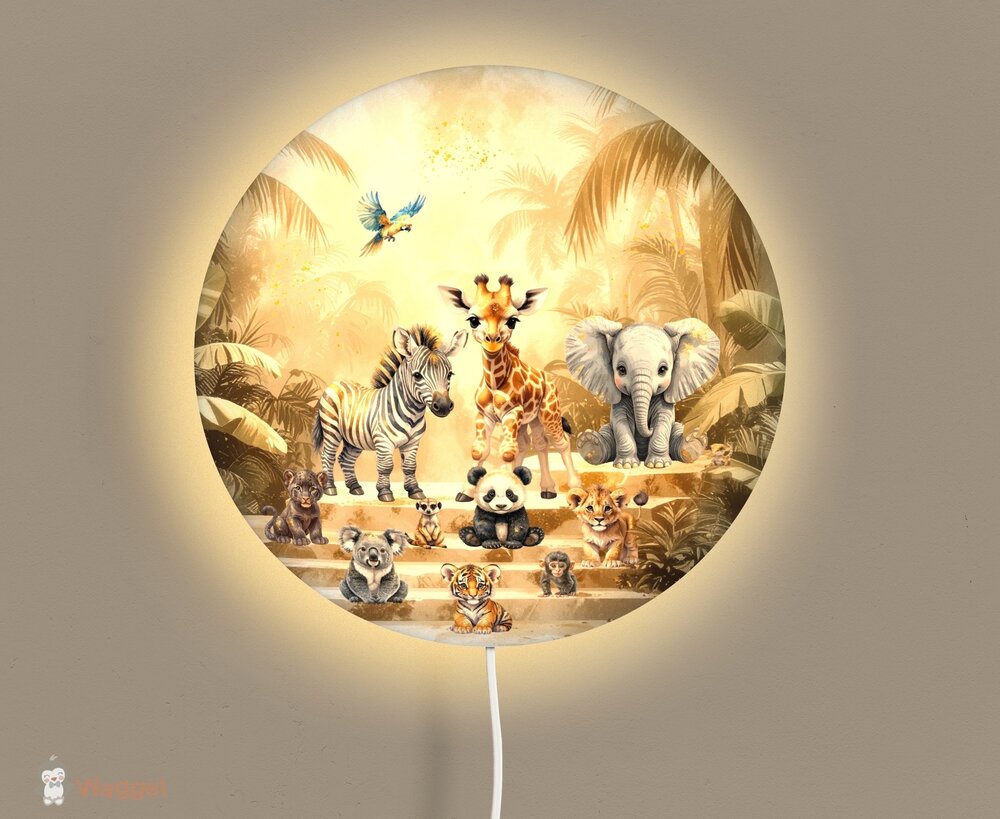 Wandlamp rond Jungle Touch of gold &quot;Little Steps&quot; 