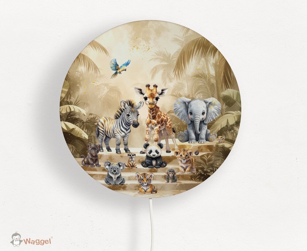 Wandlamp rond Jungle Touch of gold &quot;Little Steps&quot; 