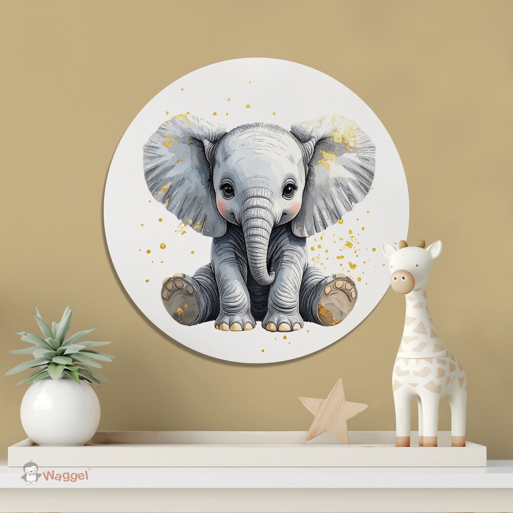 Muurcirkel Jungle Touch of gold olifant