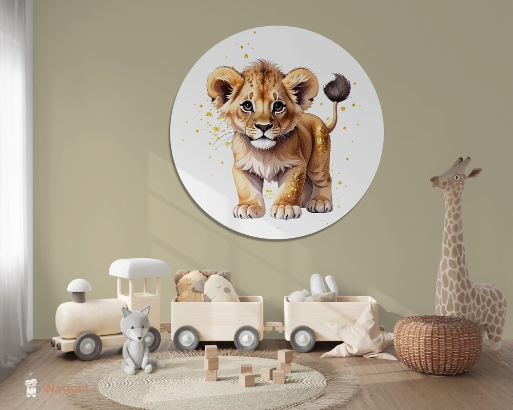 Muurcirkel Jungle Touch of gold leeuwtje