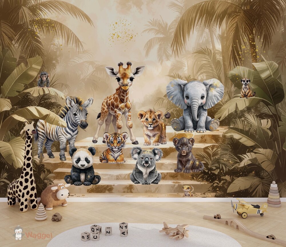 Behang sample Jungle Touch of gold &quot; Little Steps&quot; 