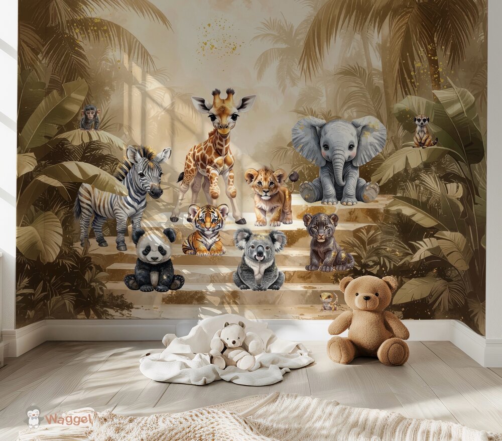 Behang sample Jungle Touch of gold &quot; Little Steps&quot; 