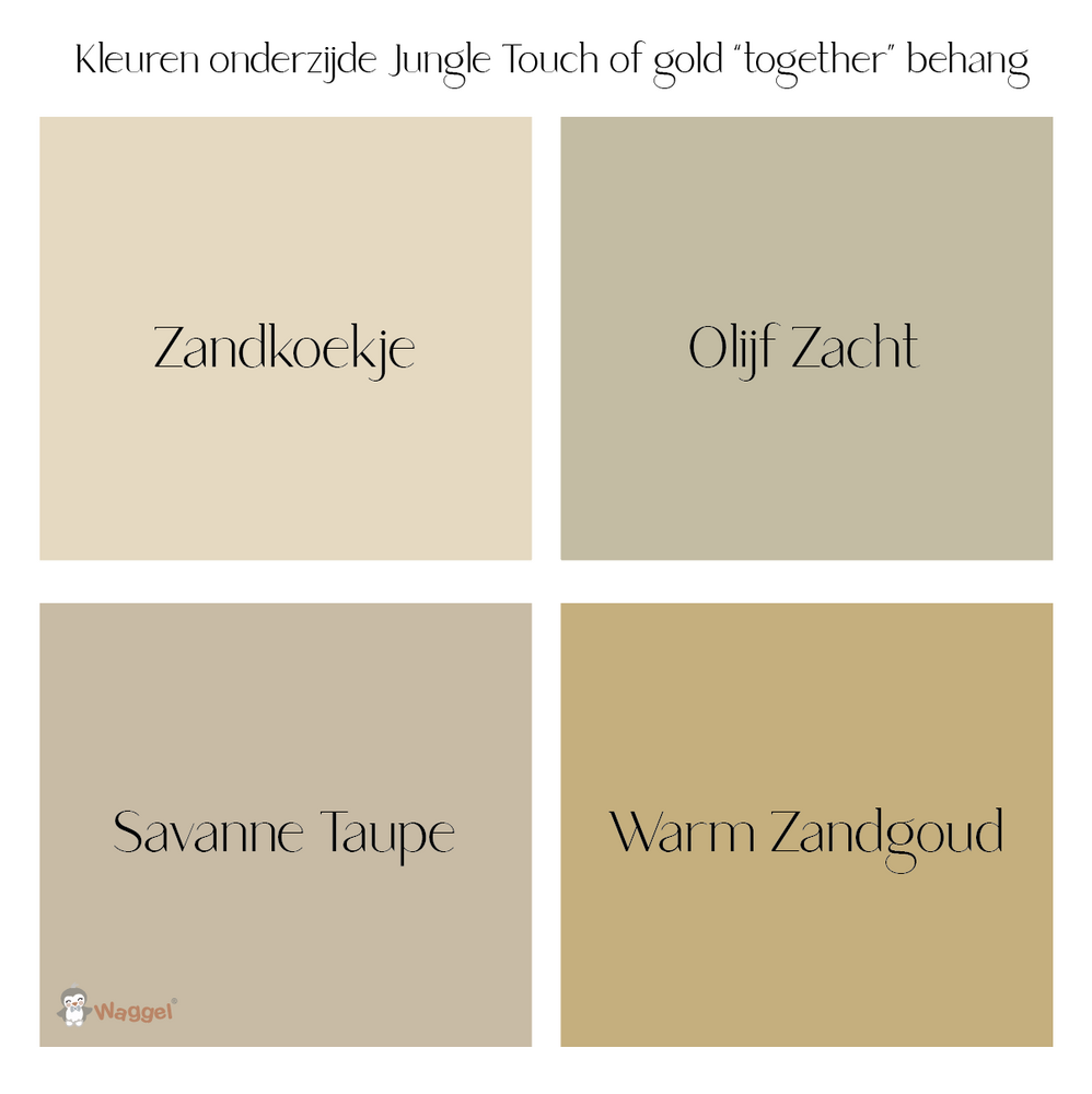 Behang sample Jungle Touch of gold &quot;Together&quot; met gekleurde onderzijde