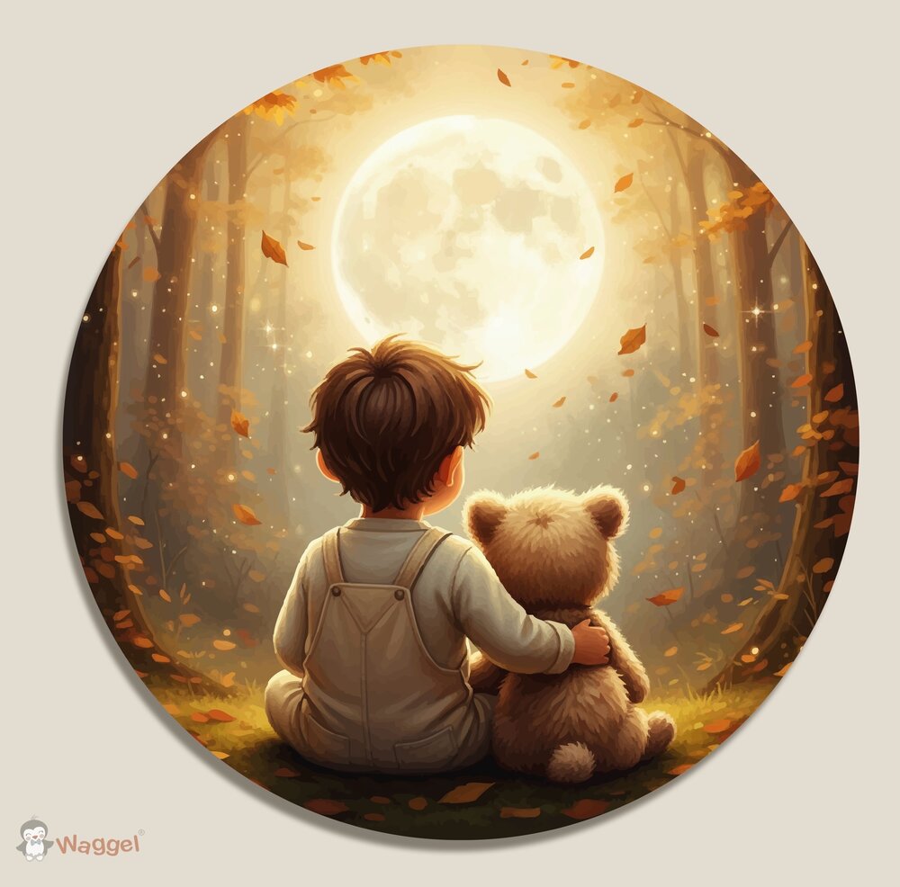 Muurcirkel Whispering woods &quot;Bear, me and the moon&quot; 