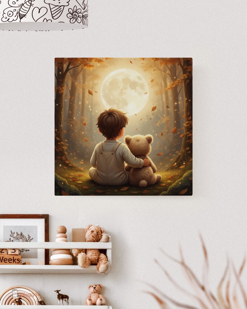 Canvas Whispering Woods &quot;Bear, me and the moon&quot;