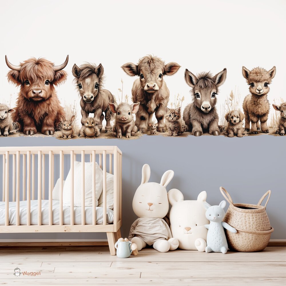 Behang sample boerderijdieren naturel gekleurde onderzijde