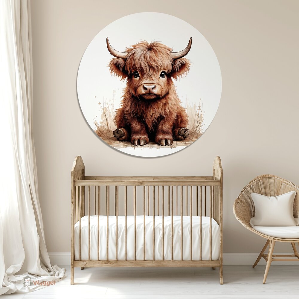 Muurcirkel boerderijdieren naturel Schotse Hooglander
