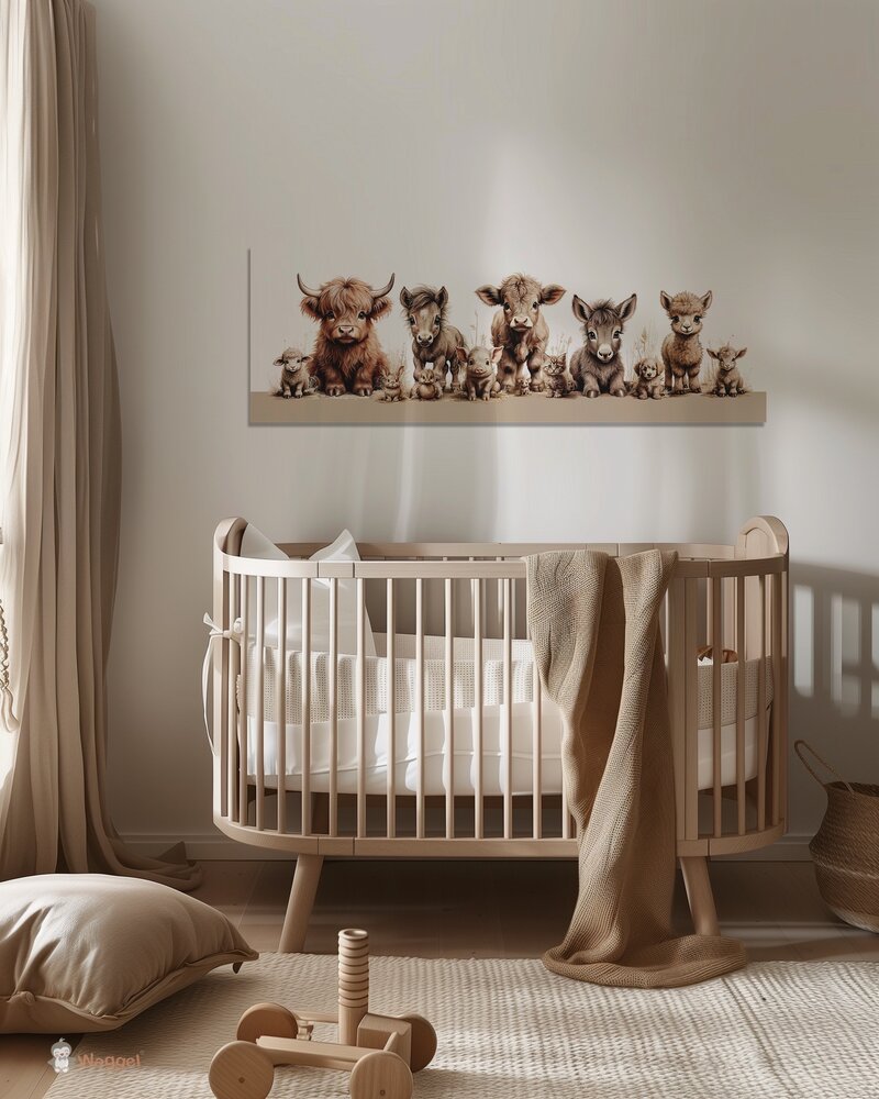 Muurdecoratie boerderijdieren naturel 