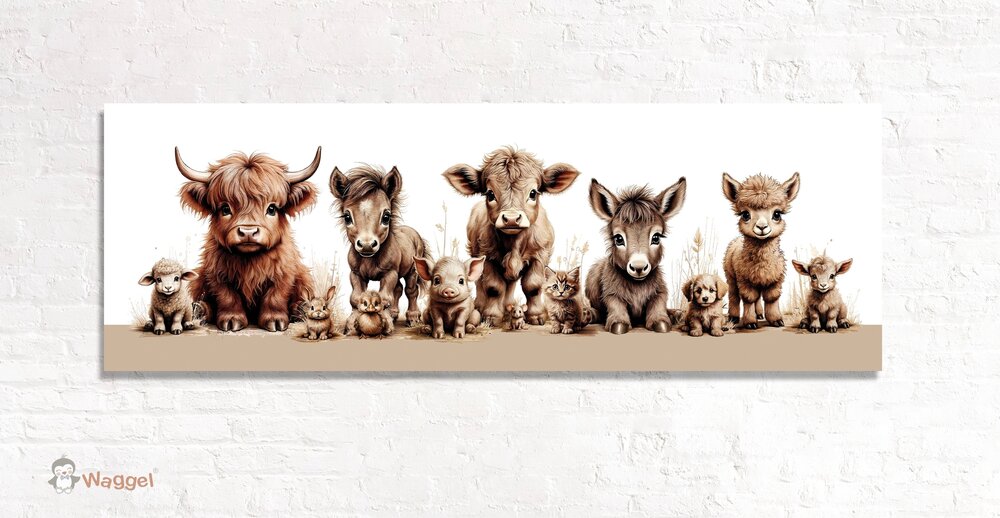Muurdecoratie boerderijdieren naturel 