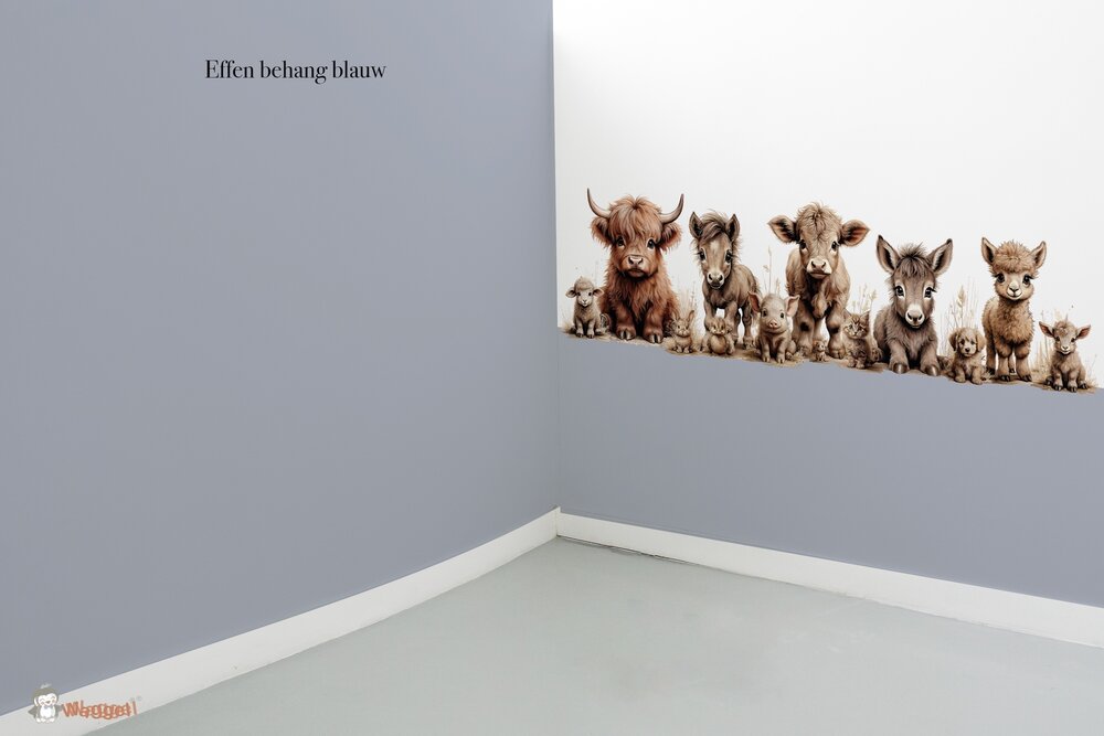 Behang effen op rol bijpassend bij Boerderijdieren naturel gekleurde onderzijde