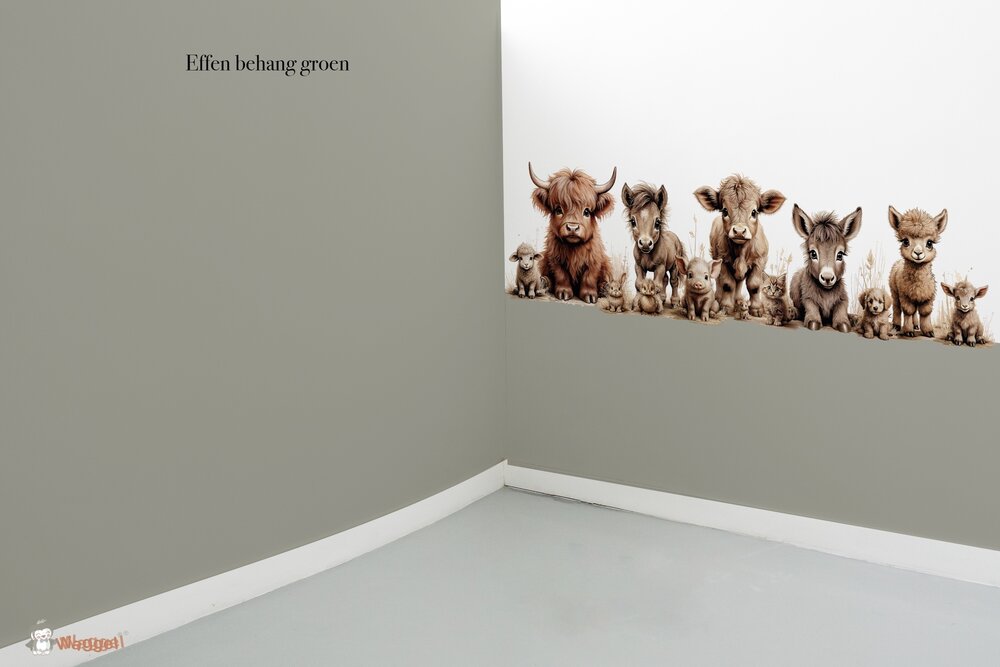 Behang effen op rol bijpassend bij Boerderijdieren naturel gekleurde onderzijde