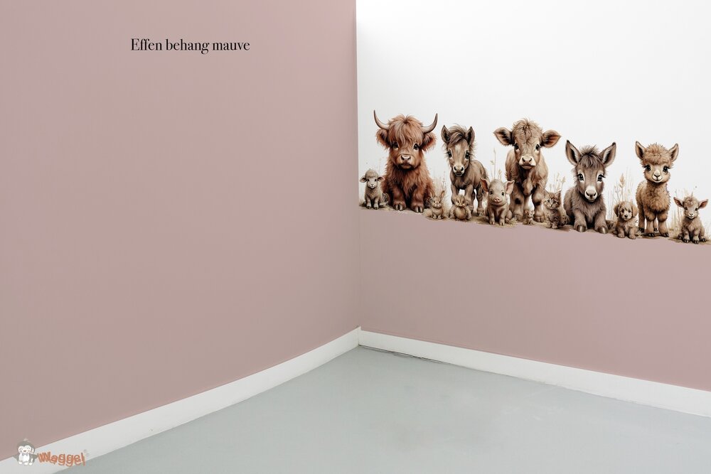 Behang effen op rol bijpassend bij Boerderijdieren naturel gekleurde onderzijde