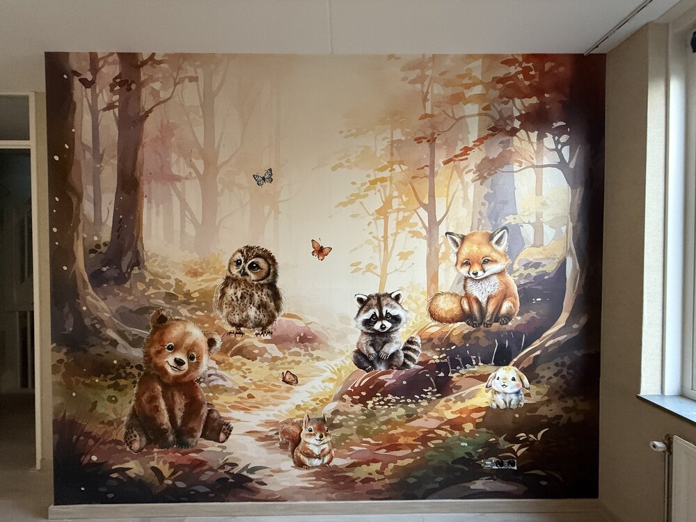 behang met bosdieren