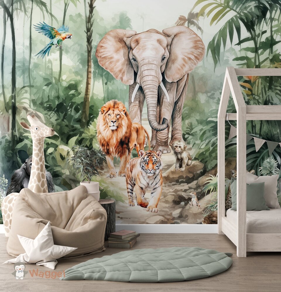 Sample naadloos fotobehang Tropical jungle walk with me