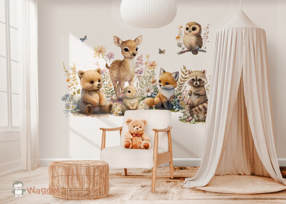 Sample naadloos fotobehang bosdieren 