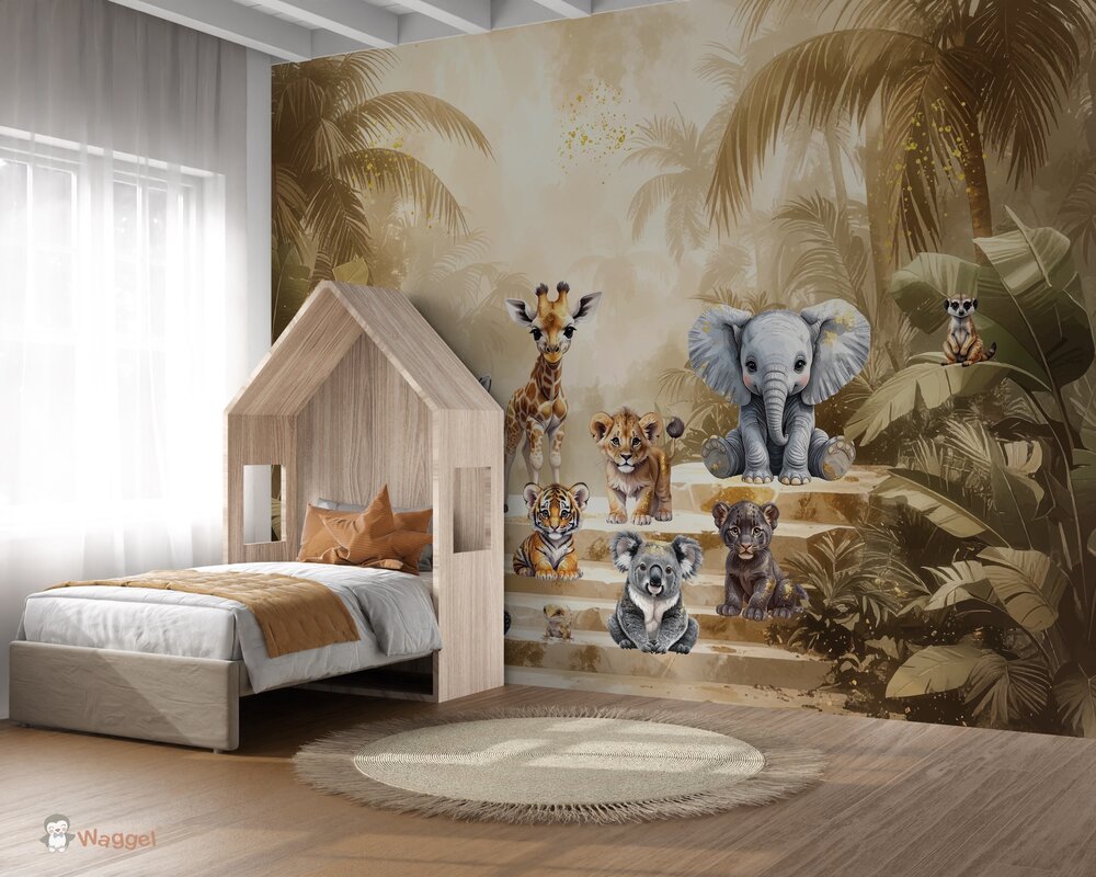 Naadloos fotobehang Jungle Touch of gold " Little Steps" 