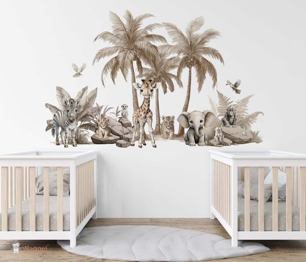 Sample naadloos fotobehang Jungle naturel Little ones
