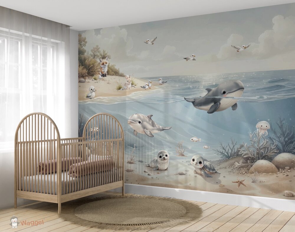 Sample velours naadloos behang Gentle Shores