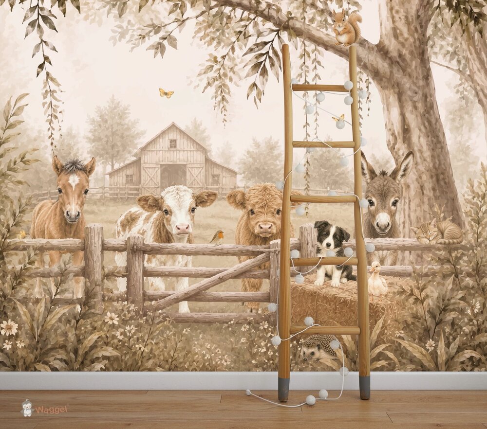 Behang sample Dreamy Farm Friends - Farm View -
