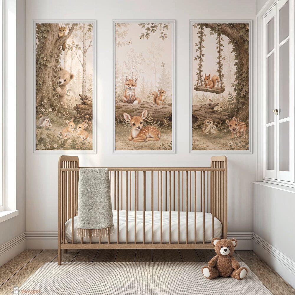 Behang panelen (set van 3) Dreamy Woodland 