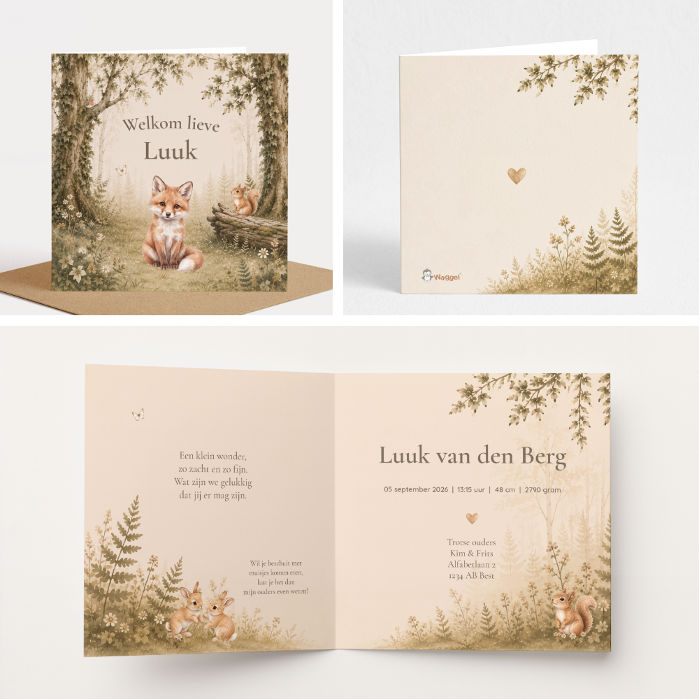 Geboortekaarten Dreamy Woodland - Fox -