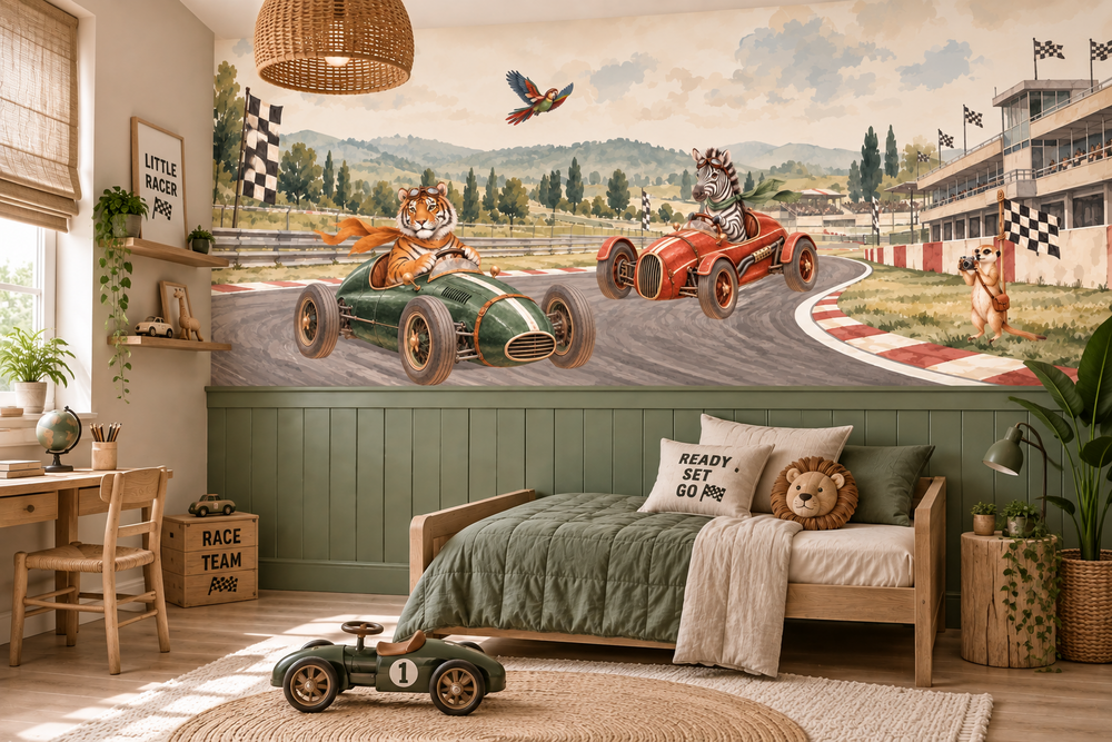 Behang  Jungle Grand Prix Duo| Brede &amp; halve muur