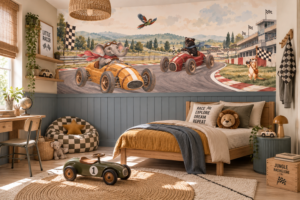 Behang  Jungle Grand Prix Duo| Brede &amp; halve muur