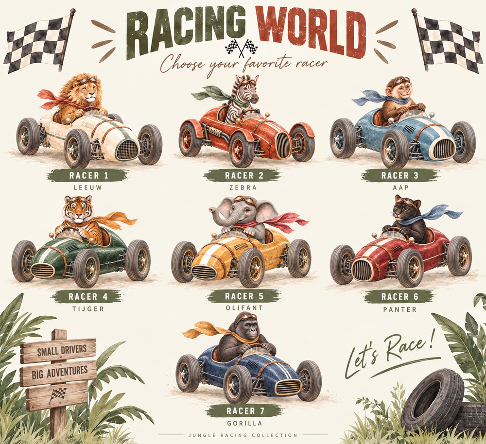 Behang  Jungle Grand Prix Duo| Brede &amp; halve muur