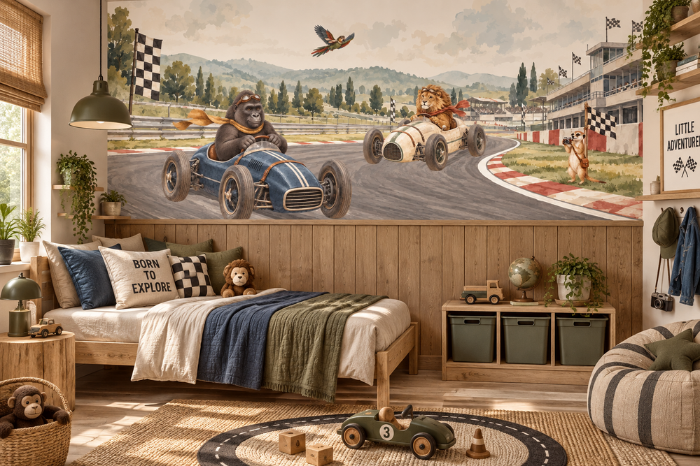 Behang  Jungle Grand Prix Duo| Brede &amp; halve muur