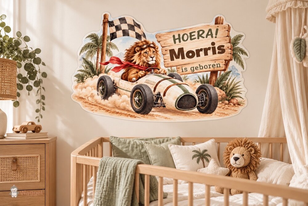 Geboortebord Racing World Jungle | leeuw |