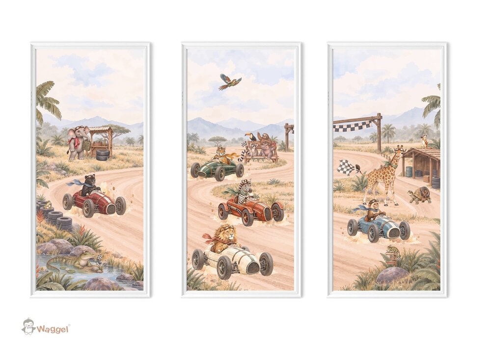 Behang panelen Racing World Jungle (set van 3) 