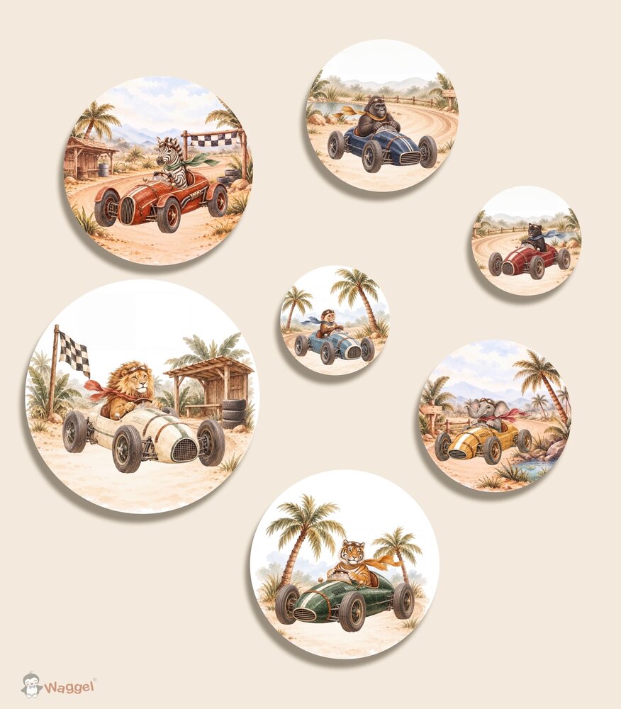 Muurcirkel set Racing World Jungle