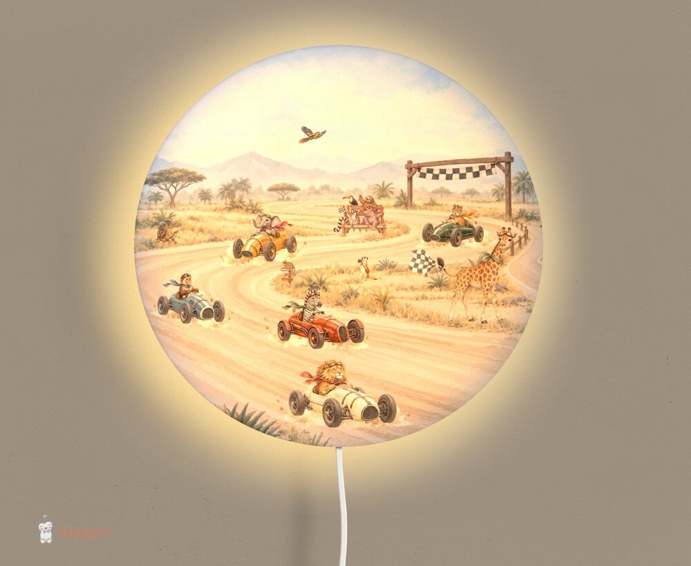 Wandlamp rond Racing World Jungle