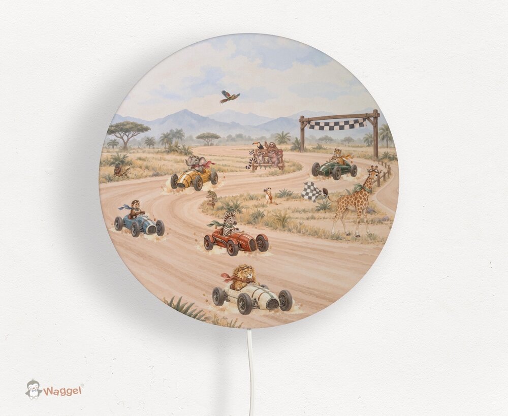 Wandlamp rond Racing World Jungle