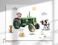 muurdecoratie boerderijdieren tractor groen