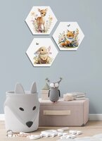 Hexagon set bosdieren hertje, vos en konijntje