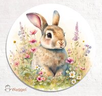 konijn met bloemen muurcirkel