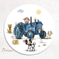 muurcirkel met blauwe trekker