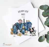 tractor blauw geboortekaartje