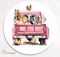 roze truck muurcirkel