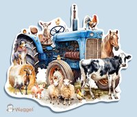 tractor blauw. muurdecoratie