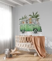 Behang jungle bus groen