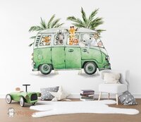 Behang jungle bus groen