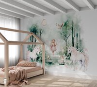 Behang Fairy tale elfjes en eenhoorns