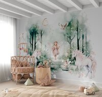 Behang Fairy tale elfjes en eenhoorns
